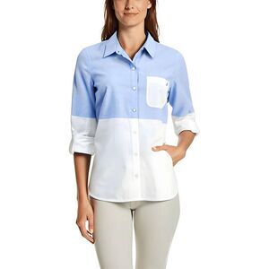 Nautica Jeans Co. Womens Blue Colorblock Cotton Button-Down Top NWT